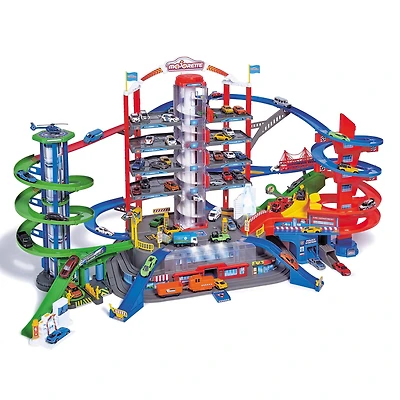 Dickie Toys Majorette Super City Garage Playset with 6 Die-Cast Cars