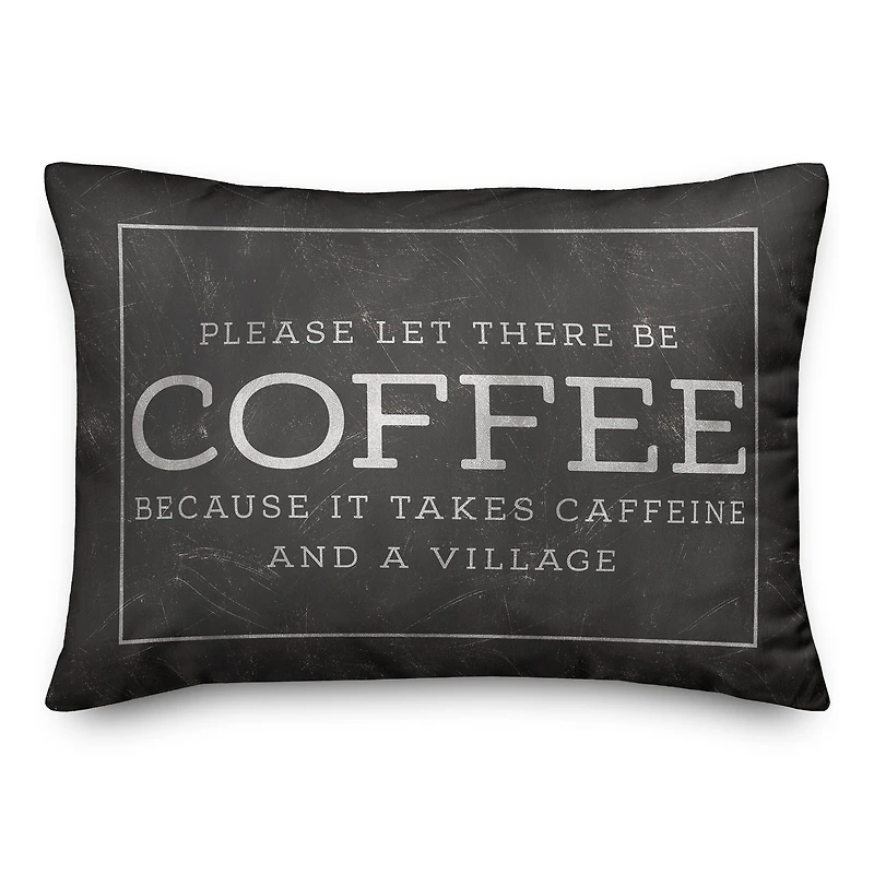 20" x 14" Coffee Village Indoor & Outdoor Throw Pillow