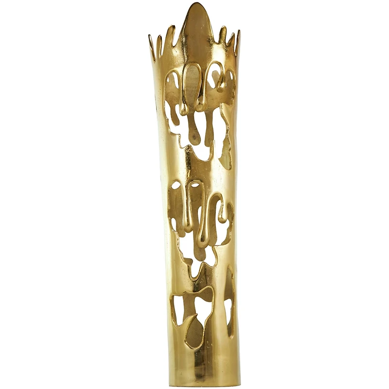 31" Gold Aluminum Drip Vase with Melting Designed Body