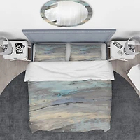 Designart 'Rock Teal Panel I' Geometric Bedding Set