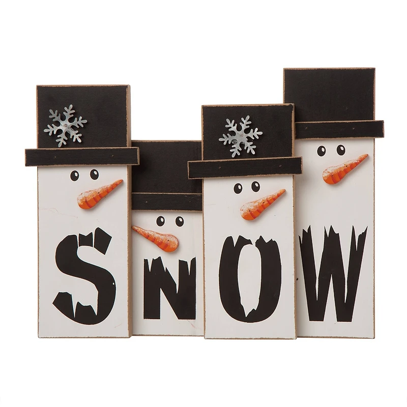 Glitzhome® 12" Wooden Snowman Family Tabletop Accent
