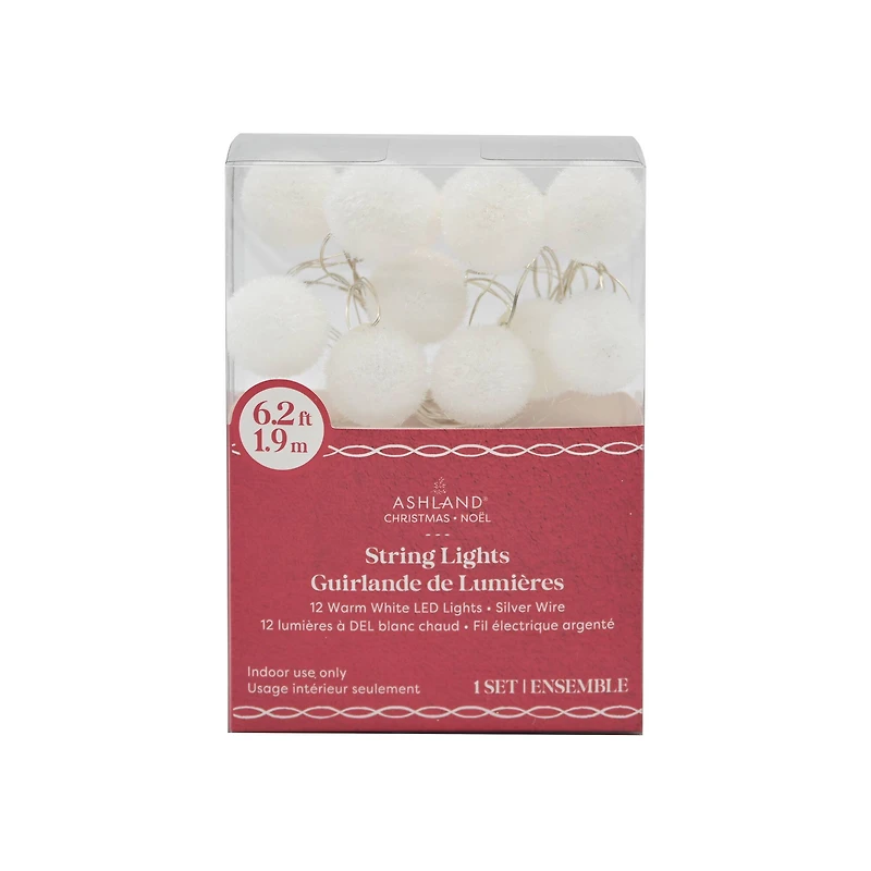 12ct. Warm White LED White Fuzzy String Lights by Ashland®