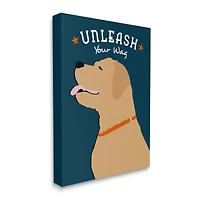 Stupell Industries Unleash Your Wag Phrase Golden Labrador Dog Canvas Wall Art