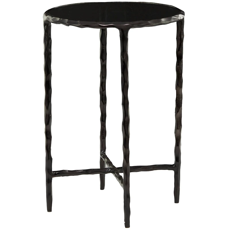 22" Aluminum Accent Table with Shaded Glass Top