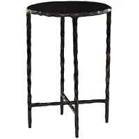 22" Aluminum Accent Table with Shaded Glass Top