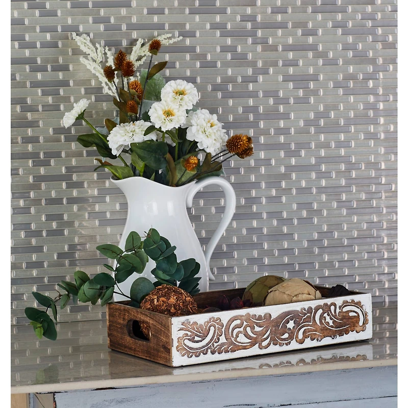 Brown Mango Wood Traditional Tray Set