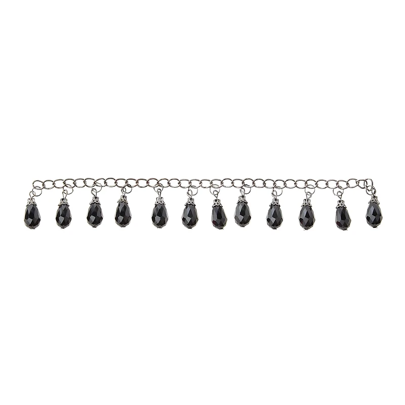 Black Teardrop Glass Beads Chain, 15mm by Bead Landing™