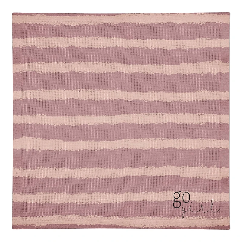 Go Girl Pink Stripes on Pink 10" x 10" Cotton Twill Napkin