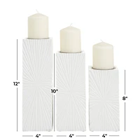 CosmoLiving by Cosmopolitan Set of 3 White MDF Contemporary Candle Holder, 12" x 4" x 4"