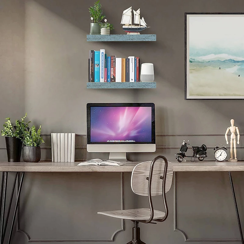 Sorbus Floating Faux Wood Shelf