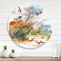 Designart - Autumn Landscape With Flying Over The Water