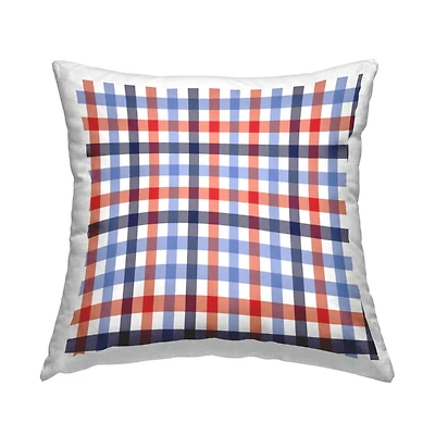 Stupell Industries Red Blue Tartan Plaid Pattern Throw Pillow, 18" x 18"