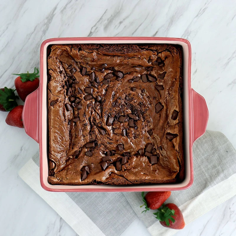 Spice by Tia Mowry 2qt. Goji Blossom Square Ceramic Baker Pan