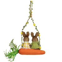 17" Rabbits on Carrot-Shaped Swing Easter Hanging Décor