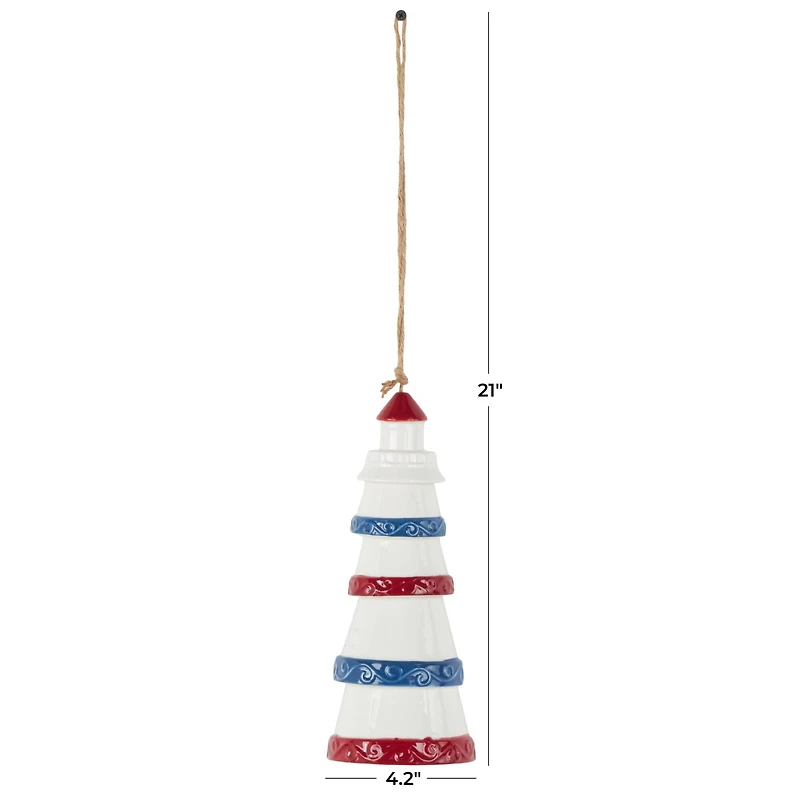 21" Red, White & Blue Ceramic Light House Windchime
