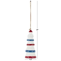 21" Red, White & Blue Ceramic Light House Windchime