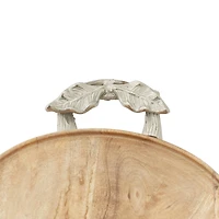 Brown Round Mango Wood Farmhouse Tray Set