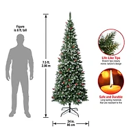 7.5ft. Unlit Slim Cullen Fir Artificial Christmas Tree with Berries and Pinecones