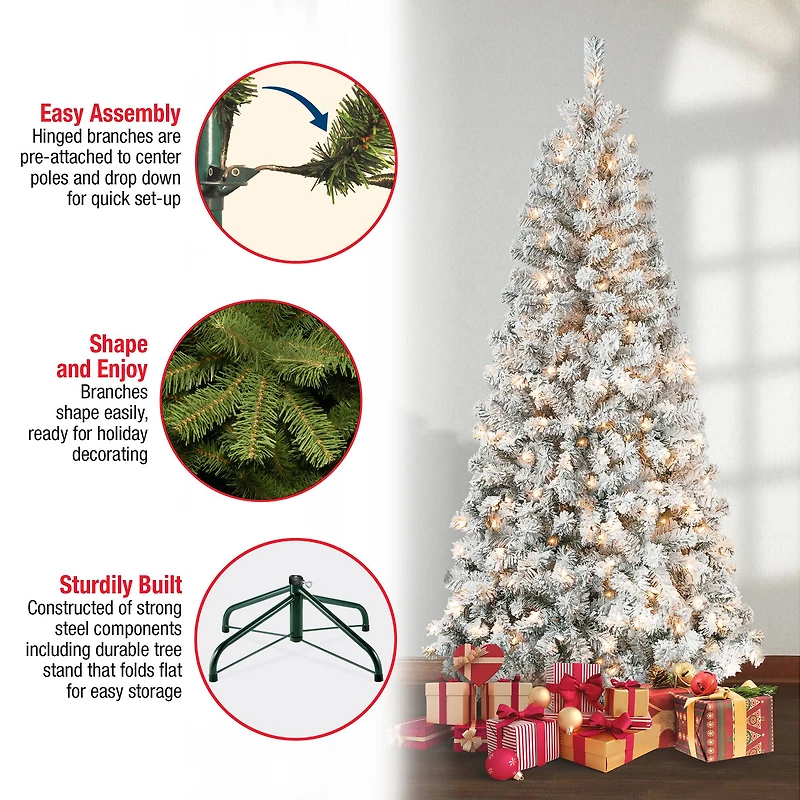 6ft. Pre-Lit Acacia Flocked Artificial Christmas Tree, Clear Lights