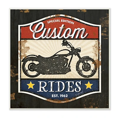 Stupell Industries Custom Rides Motorcycle Sign Vintage Americana Bike ,12" x 12"