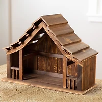 Wooden Nativity Stable with Railing  - 20.25"