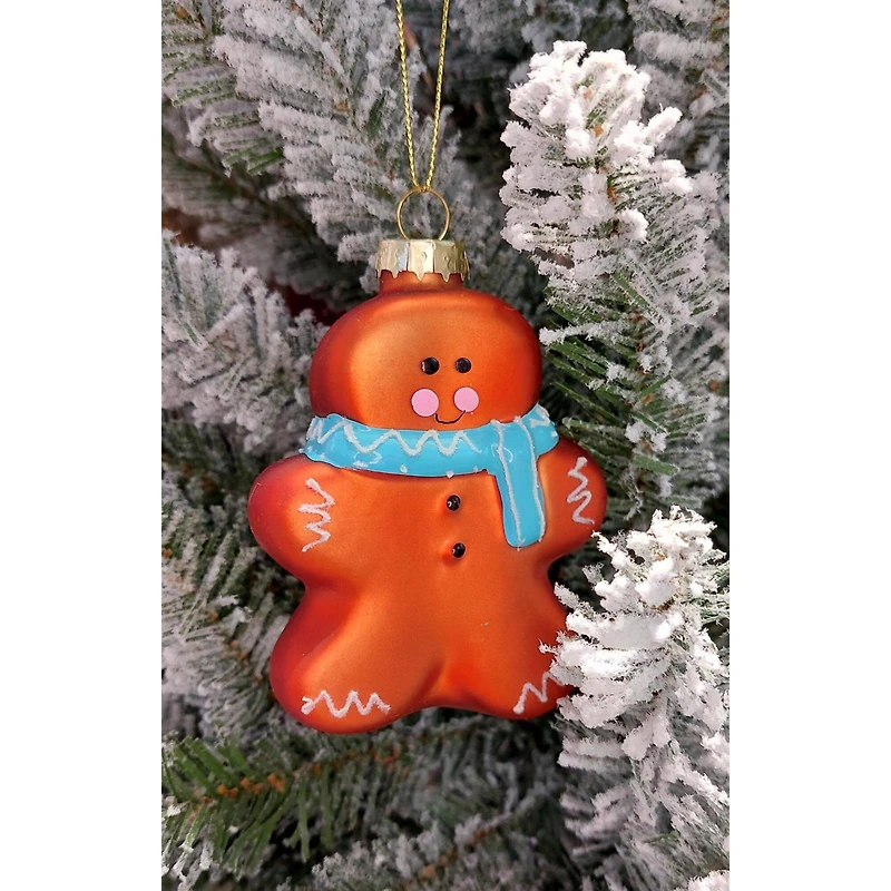 Wizardi 8.27" x 11.81" Glass Gingerbread Man Christmas Ornament, 1pc.