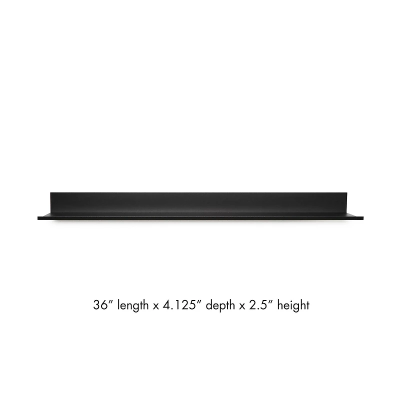 Hangz™ Black No Stud 4" Depth Floating Shelf