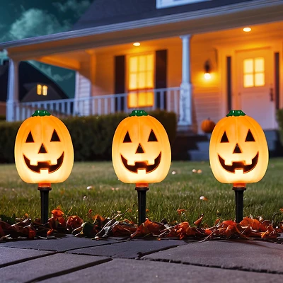 5ct. Jack-O-Lantern Shaped Halloween Pathway Markers