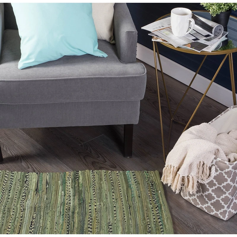 DII® Multi Olive Green Rag Rug, 20" x 31.5"