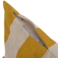 Hello Honey® 20" Yellow & Natural Cotton & Linen Striped Pillow