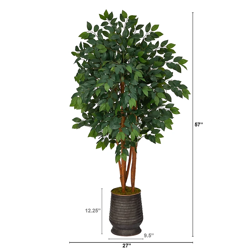 5ft. Sakaki Artificial Tree in Ribbed Metal Planter