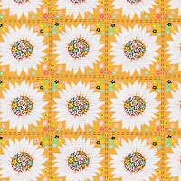 Fabric Editions Orange Retro Daisy Cotton Fabric