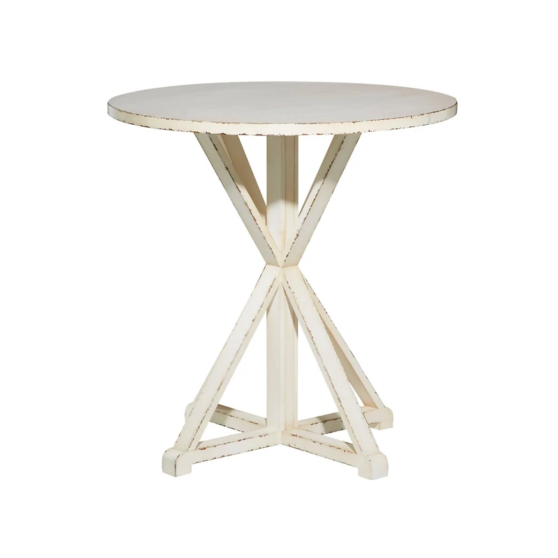31" White Wood Farmhouse Accent Table