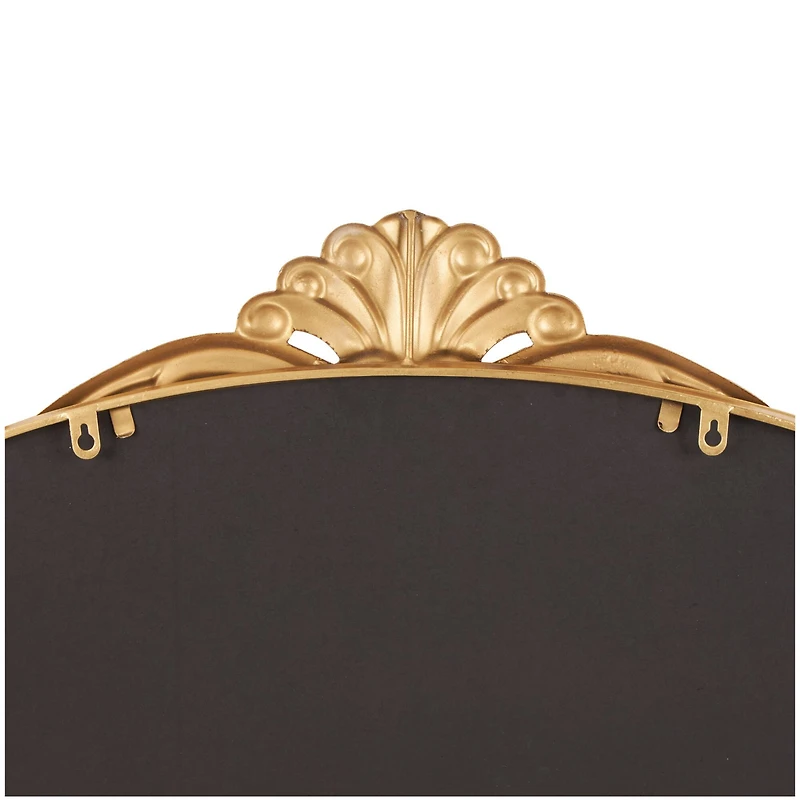 44" x 34" Gold Metal Ornate Arched Baroque Wall Mirror