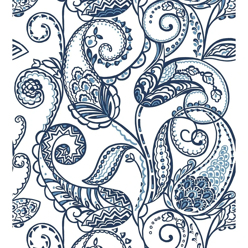 RoomMates Blue & White Paisley Power Peel & Stick Wallpaper