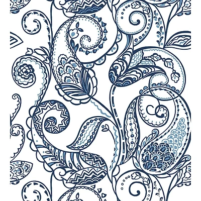 RoomMates Blue & White Paisley Power Peel & Stick Wallpaper