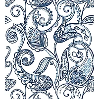 RoomMates Blue & White Paisley Power Peel & Stick Wallpaper