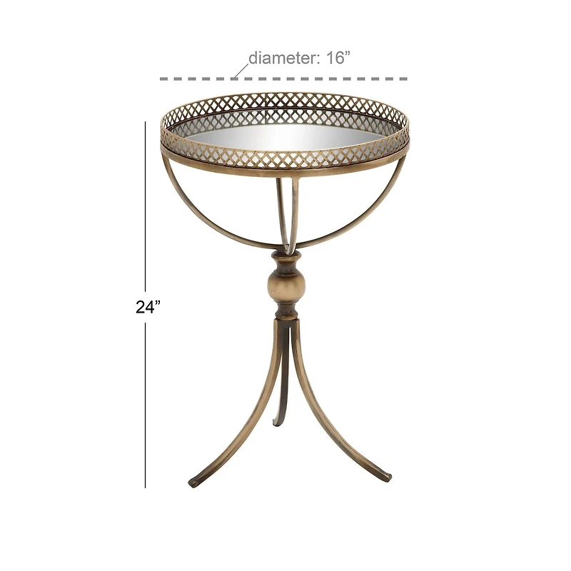 24" Brass Iron Traditional Accent Table