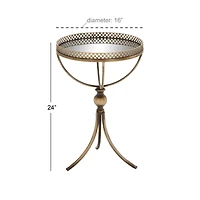 24" Brass Iron Traditional Accent Table