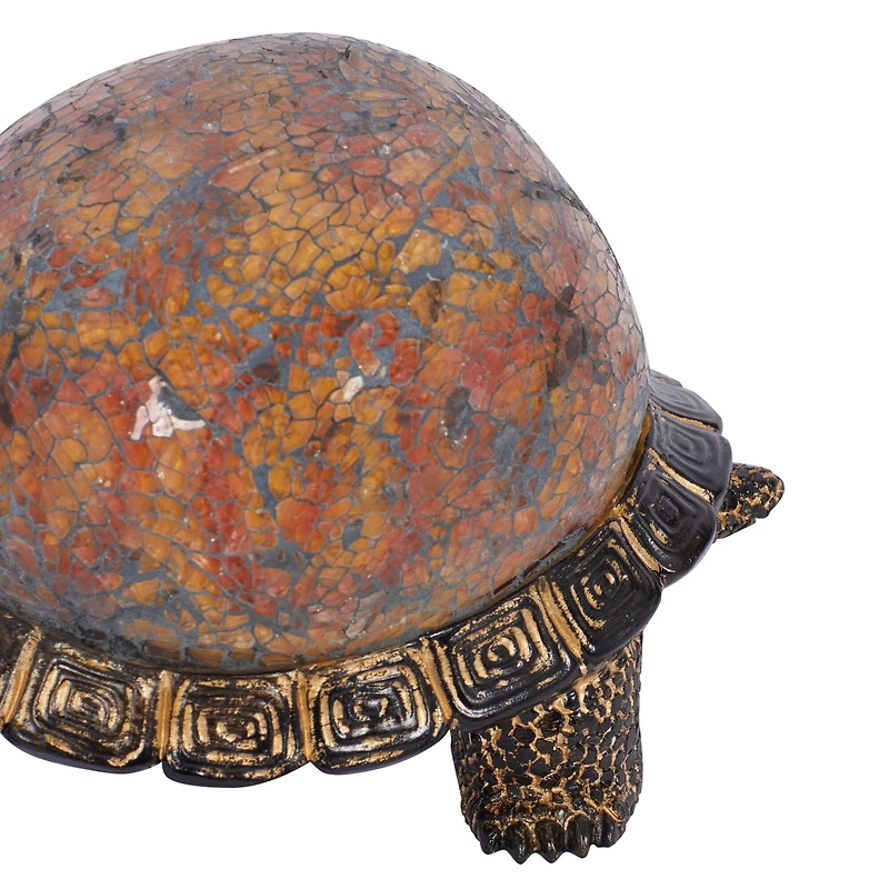 Brown Polystone Coastal Sculpture, Turtle 6" x 11" x 6"