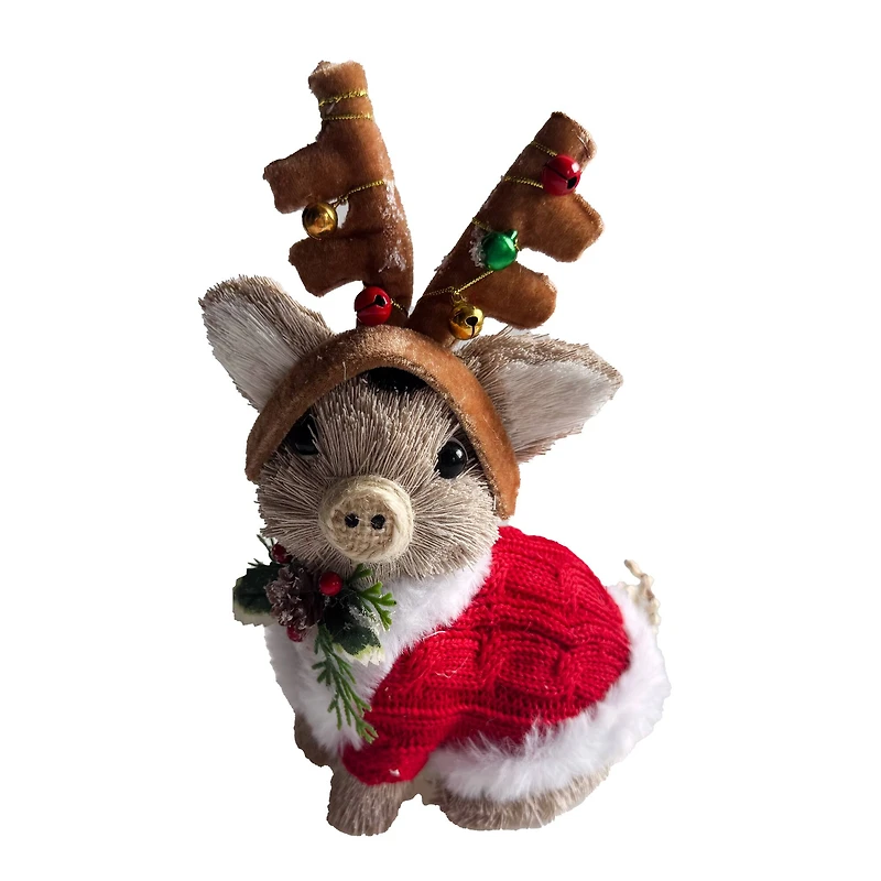 7.5" Reindeer Piggy in Sweater Natural Décor by Ashland®