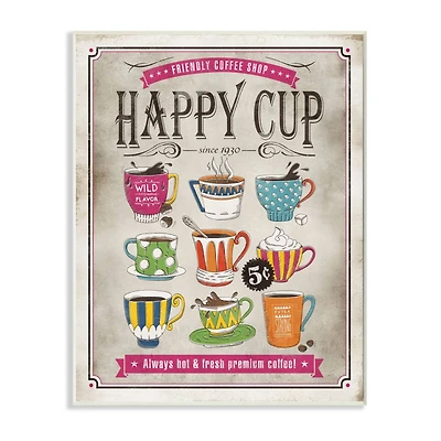 Stupell Industries Happy Cup Vintage Comic Book Wall Plaque