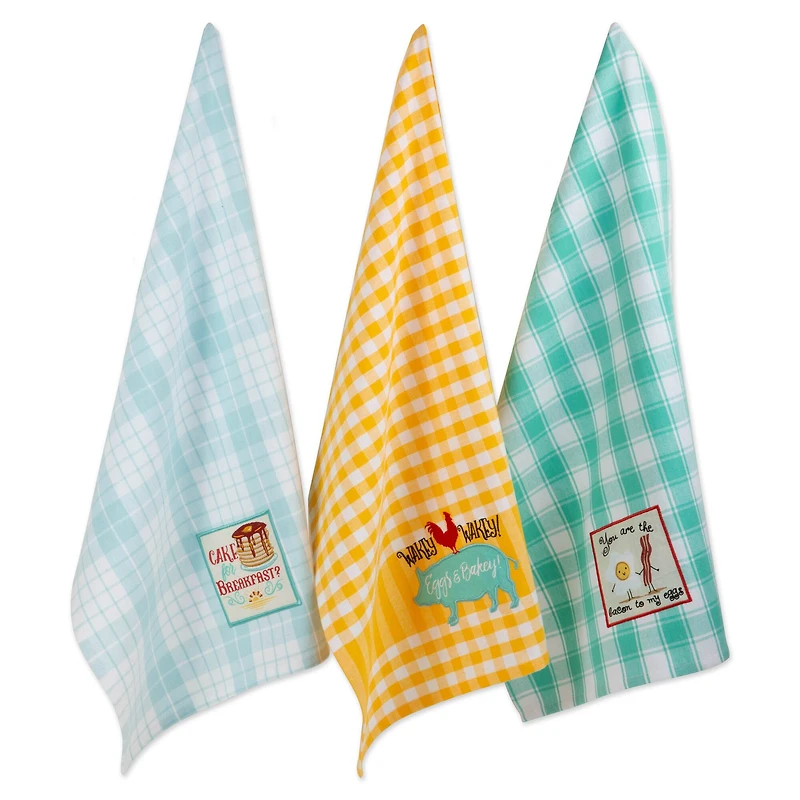 DII® Rise & Shine Breakfast Embroidered Dish Towel Set