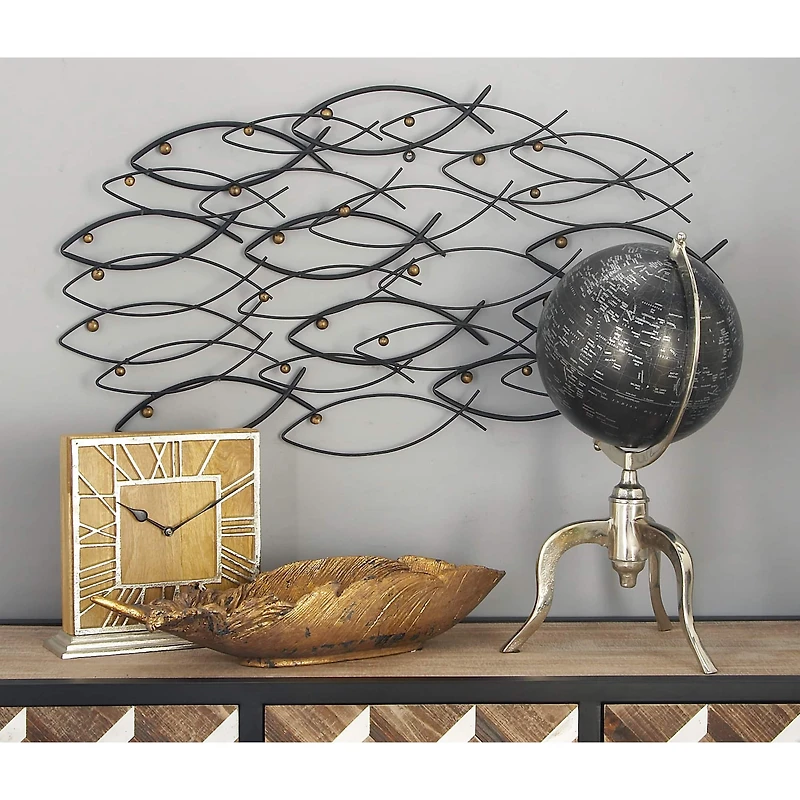 39" Dark Gray Metal Coastal Fish Wall Décor