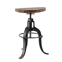 29" Brown Iron & Wood Industrial Stool
