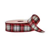 7/8" x 30ft. Red & White Plaid Ribbon by Celebrate It®