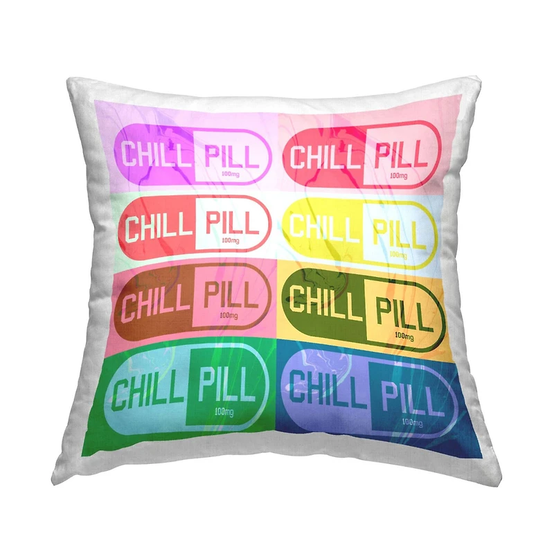 Stupell Industries Chill Pill Varied Pop Style Blocked Pattern Throw Pillow, 18" x 18"