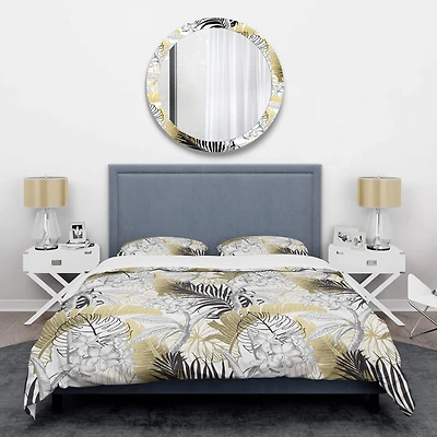 Designart 'Golden Tropical Pattern I' Mid-Century Duvet Cover Set