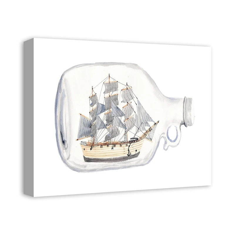 Boat In A Bottle 20" x 16" Canvas Wall Art