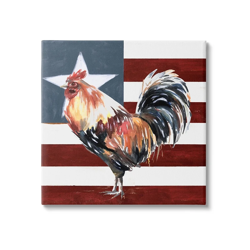 Stupell Industries Americana Rooster Single Star United States Flag Canvas Wall Art